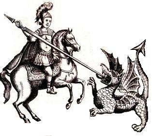 Gravure ancienne : Gilles de Chin combattant le dragon de Wasmes